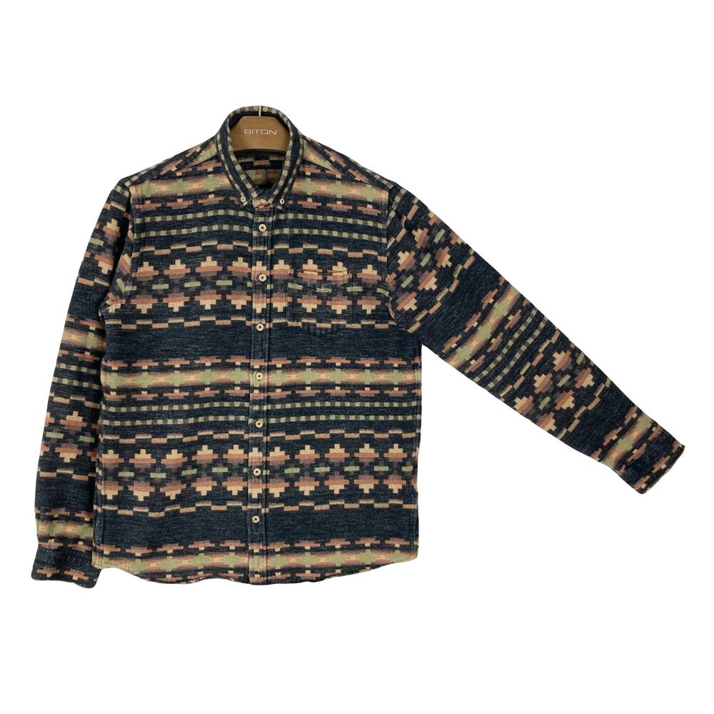 Nwot LIBERTINE LIBERTINE Shirt Men XL “Hunter 689 World” Aztec Flannel Long-Slv